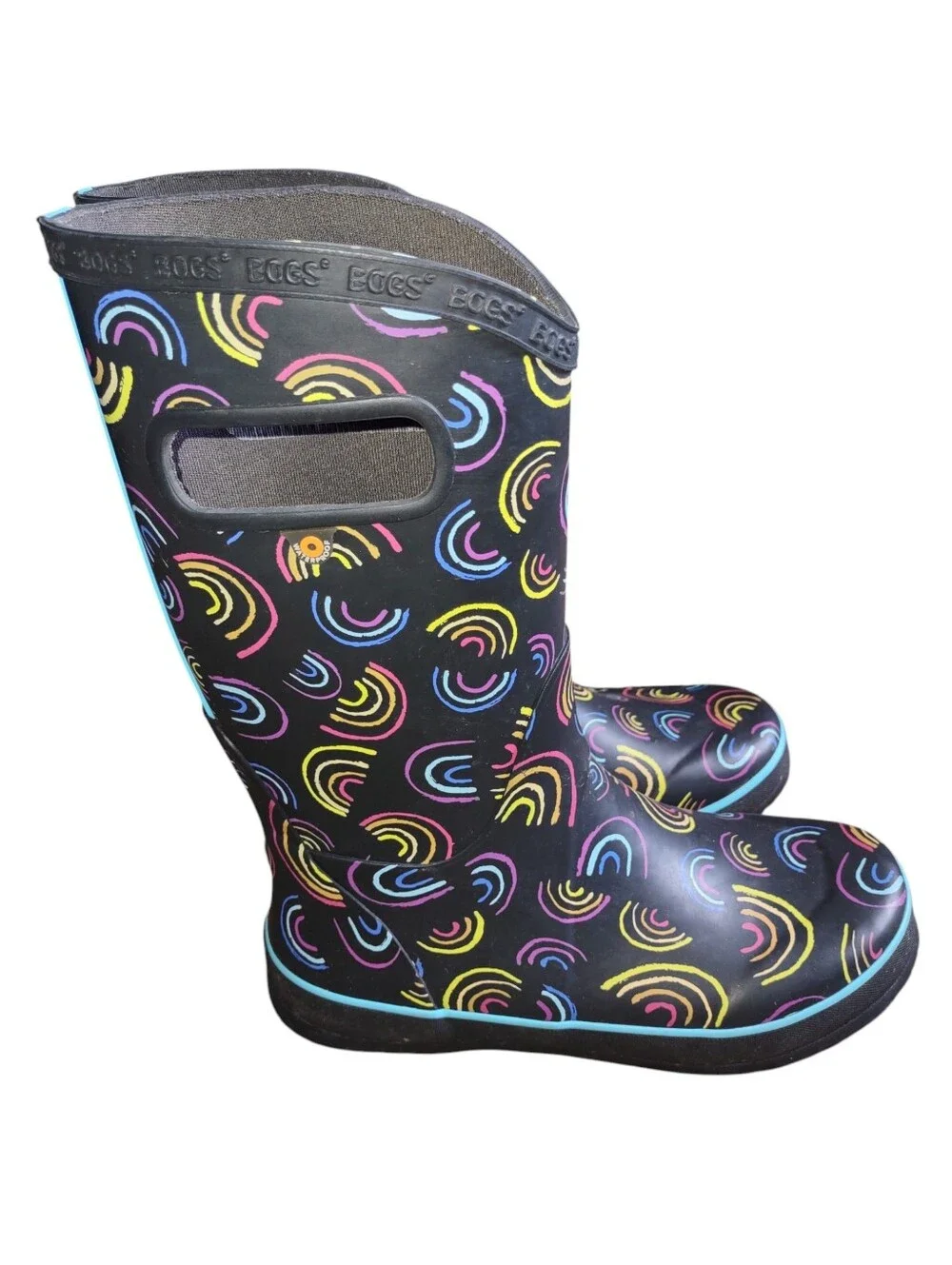 Bogs Bloom Girl's 4 Rainbow Print Rainboots